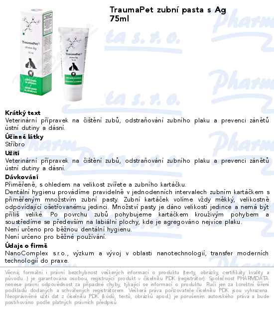 TraumaPet zubnĂ­ pasta s Ag 75ml
