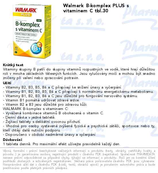 Walmark B-komplex PLUS s vitaminem C tbl.30