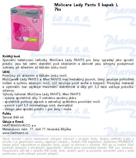 Molicare Lady Pants 5 kapek L 7ks