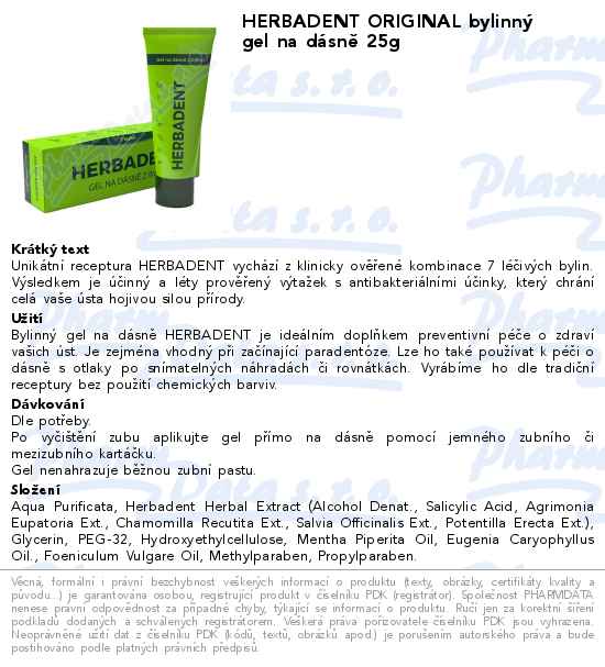 HERBADENT ORIGINAL bylinnĂ˝ gel na dĂˇsnÄ› 25g