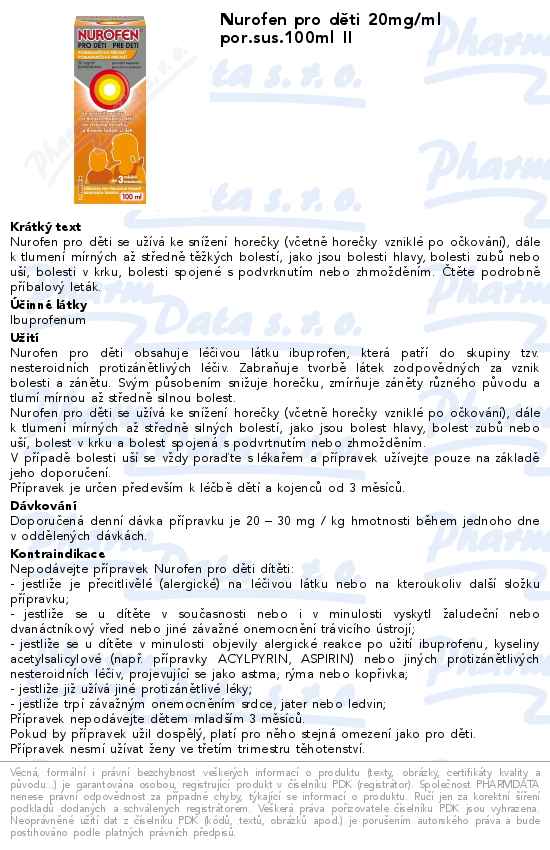 Nurofen pro dÄ›ti 20mg/ml por.sus.100ml II