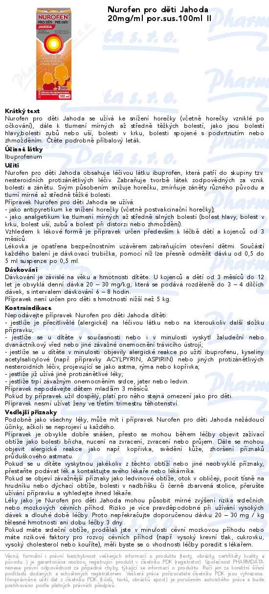 Nurofen pro dÄ›ti Jahoda 20mg/ml por.sus.100ml II