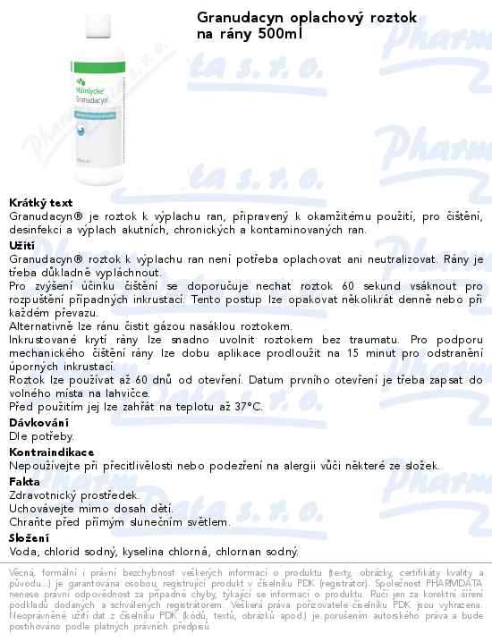 Granudacyn oplachovĂ˝ roztok na rĂˇny 500ml