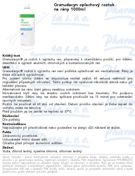 Granudacyn oplachovĂ˝ roztok na rĂˇny 1000ml