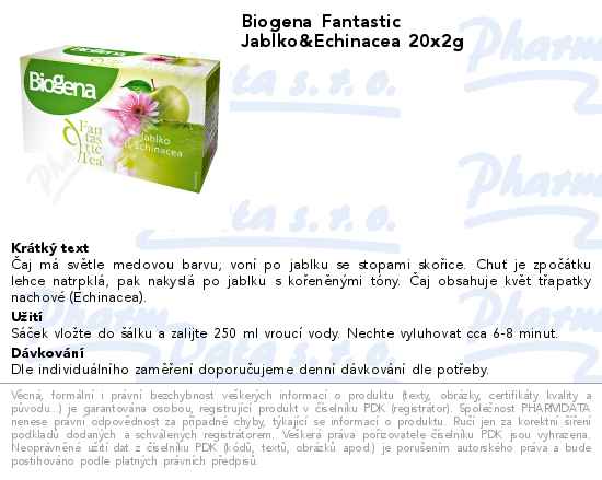 ÄŚaj Biogena Fantastic Jablko&Echinacea 20x2g