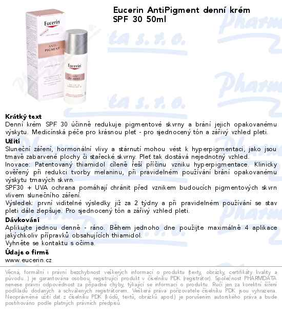 Eucerin AntiPigment dennĂ­ krĂ©m SPF 30 50ml