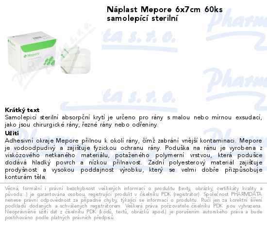 NĂˇplast Mepore 6x7cm 60ks samolepĂ­cĂ­ sterilnĂ­