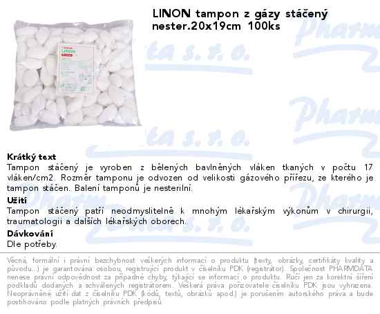 LINON tampon z gĂˇzy stĂˇÄŤenĂ˝ nester.20x19cm 100ks