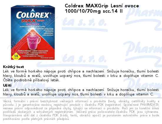 Coldrex MAXGrip LesnĂ­ ovoce 1000/10/70mg scc.14 II
