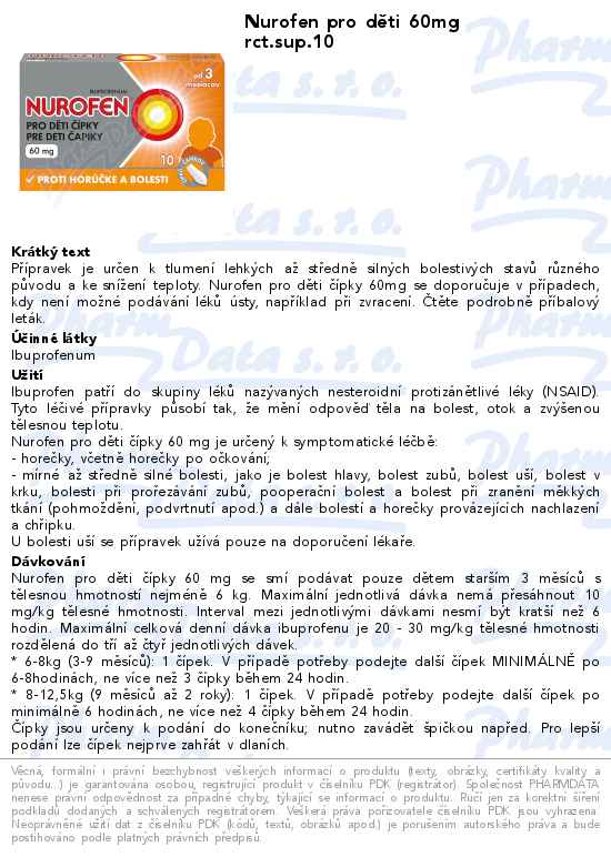 Nurofen pro dÄ›ti 60mg rct.sup.10