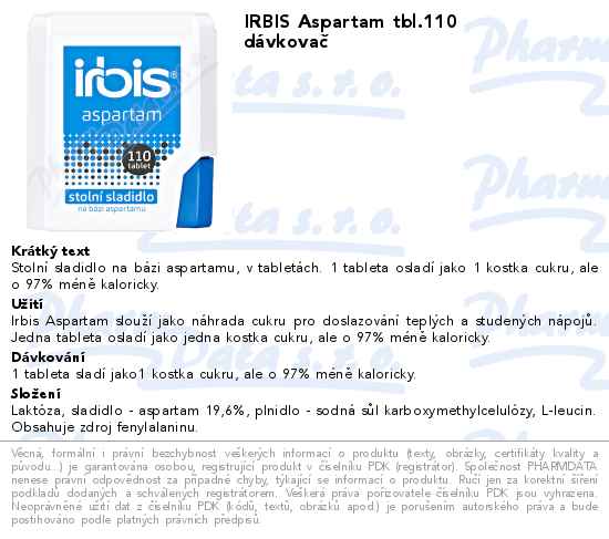 IRBIS Aspartam tbl.110 dĂˇvkovaÄŤ