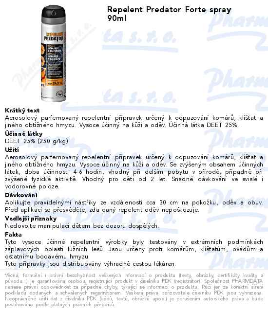 Repelent Predator Forte spray 90ml