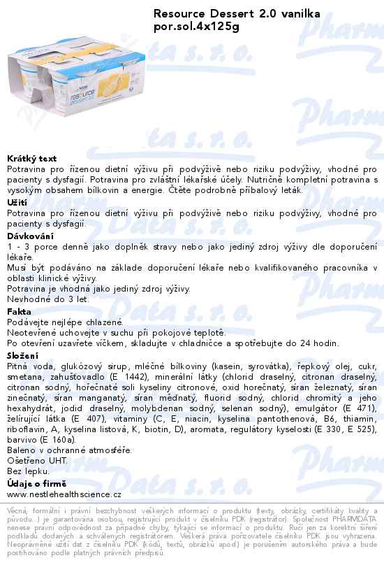 Resource Dessert 2.0 vanilka por.sol.4x125g
