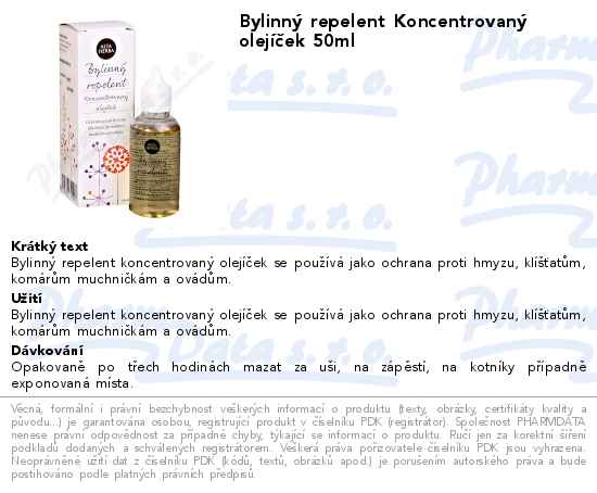 BylinnĂ˝ repelent KoncentrovanĂ˝ olejĂ­ÄŤek 50ml