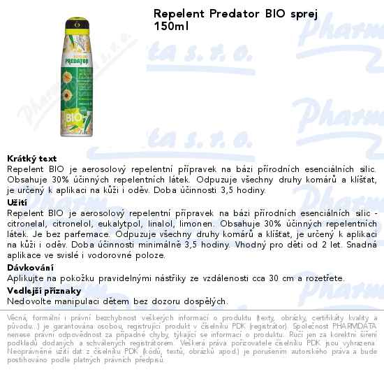 Repelent Predator BIO sprej 150ml