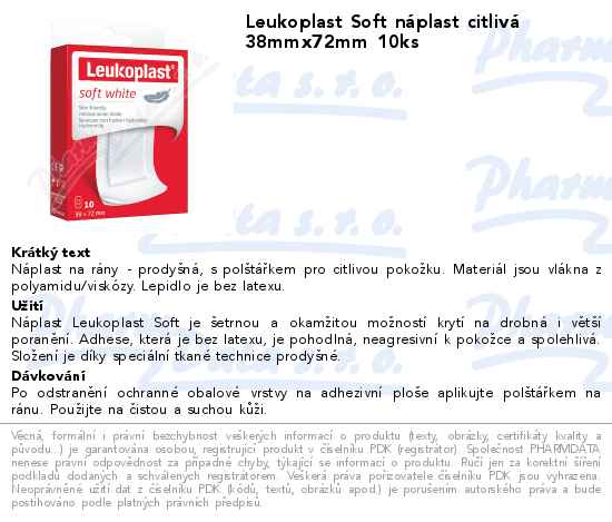 Leukoplast Soft nĂˇplast citlivĂˇ 38mmx72mm 10ks