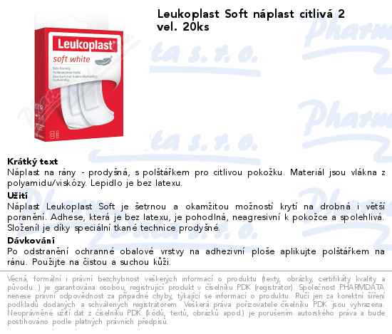 Leukoplast Soft nĂˇplast citlivĂˇ 2 vel. 20ks