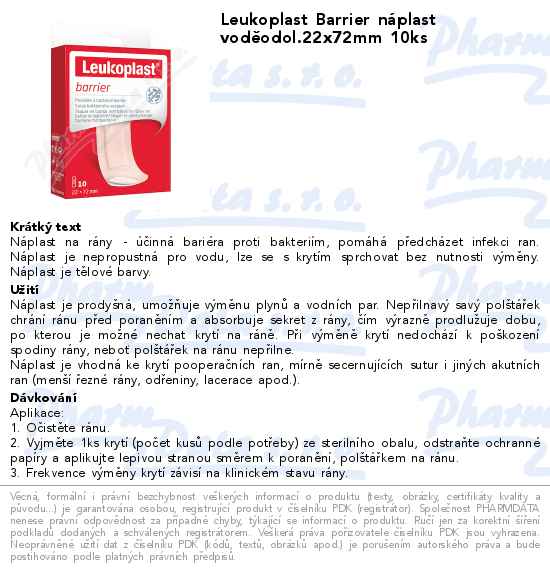 Leukoplast Barrier nĂˇplast vodÄ›odol.22x72mm 10ks