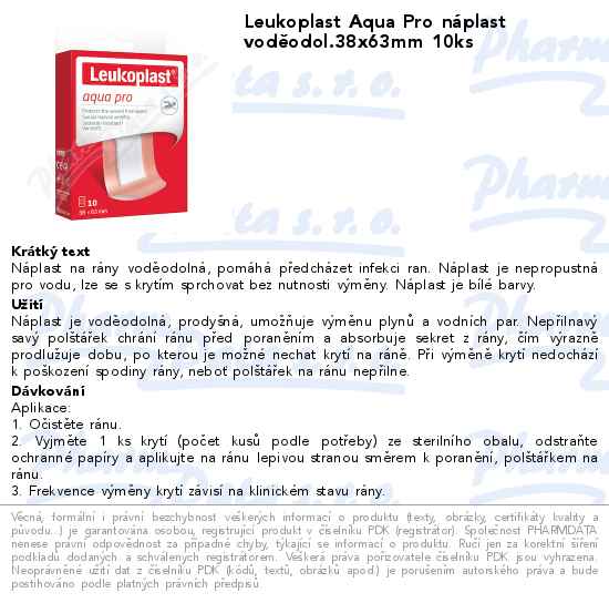 Leukoplast Aqua Pro nĂˇplast vodÄ›odol.38x63mm 10ks