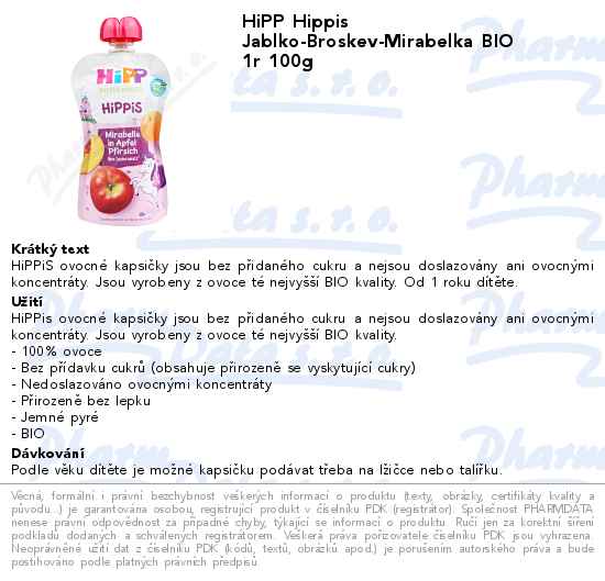HiPP Hippis Jablko-Broskev-Mirabelka BIO 1r 100g
