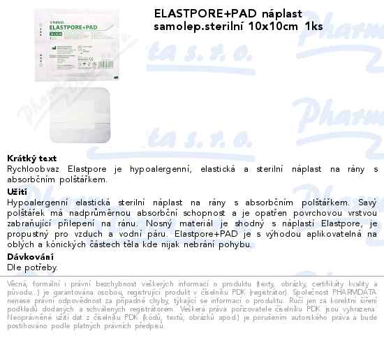 ELASTPORE+PAD nĂˇplast samolep.sterilnĂ­ 10x10cm 1ks