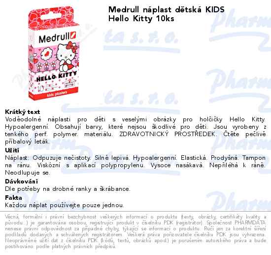 Medrull nĂˇplast dÄ›tskĂˇ KIDS Hello Kitty 10ks