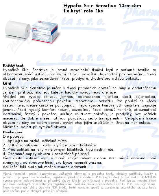 Hypafix Skin Sensitive 10cmx5m fix.krytĂ­ role 1ks