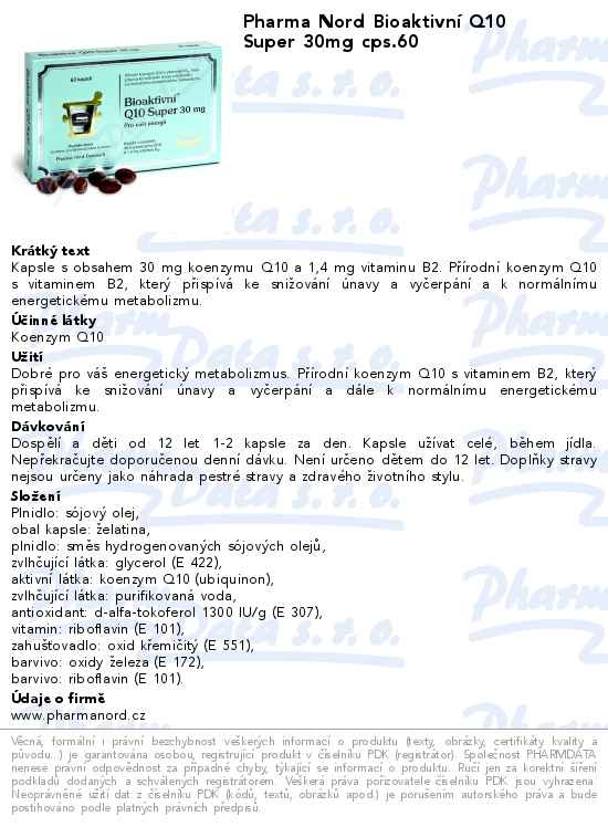 Pharma Nord BioaktivnĂ­ Q10 Super 30mg cps.60
