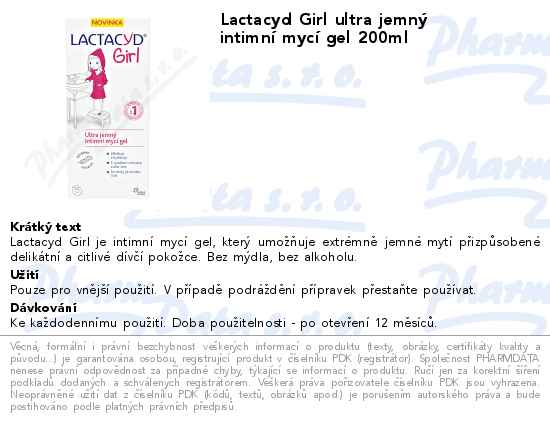 Lactacyd Girl ultra jemnĂ˝ intimnĂ­ mycĂ­ gel 200ml