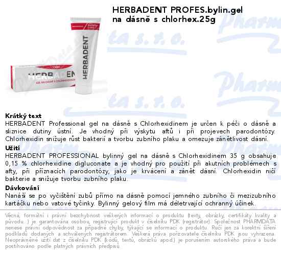 HERBADENT PROFES.bylin.gel na dĂˇsnÄ› s chlorhex.25g