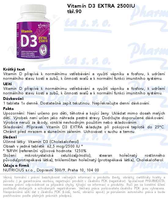 VitamĂ­n D3 EXTRA 2500IU tbl.90