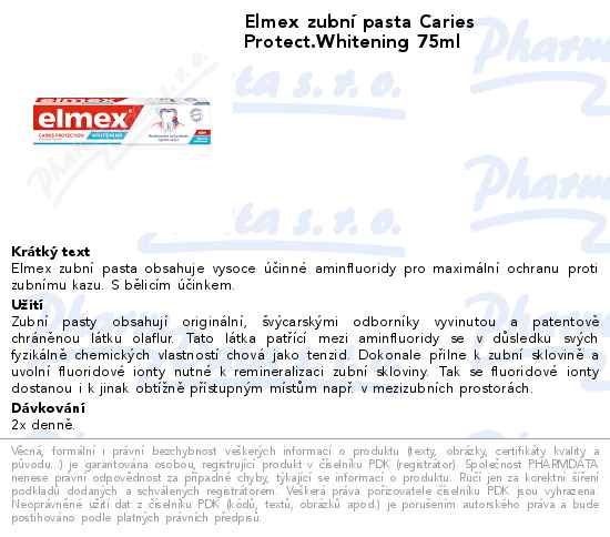 Elmex zubnĂ­ pasta Caries Protect.Whitening 75ml