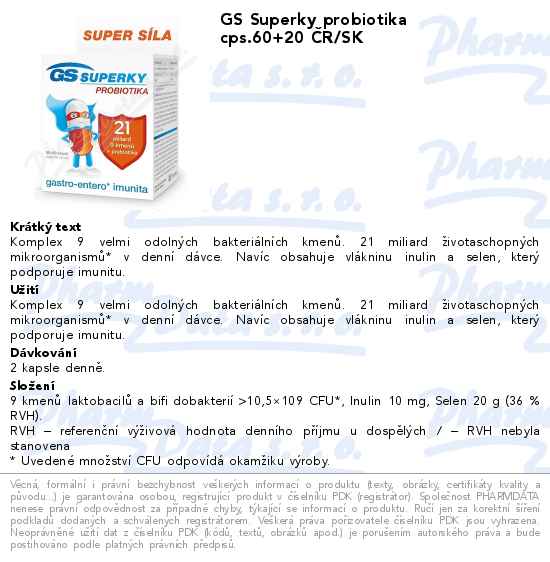 GS Superky probiotika cps.60+20 ÄŚR/SK