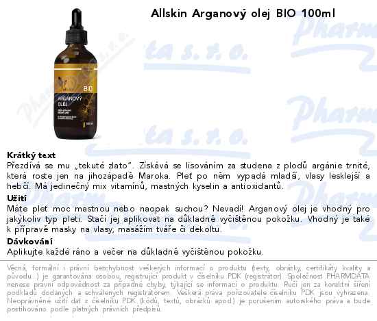 Allskin ArganovĂ˝ olej BIO 100ml