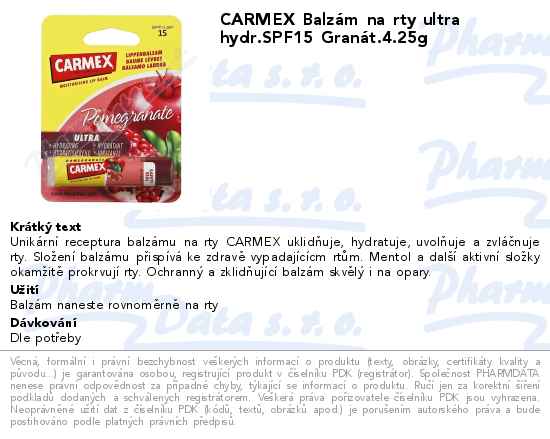 CARMEX BalzĂˇm na rty ultra hydr.SPF15 GranĂˇt.4.25g