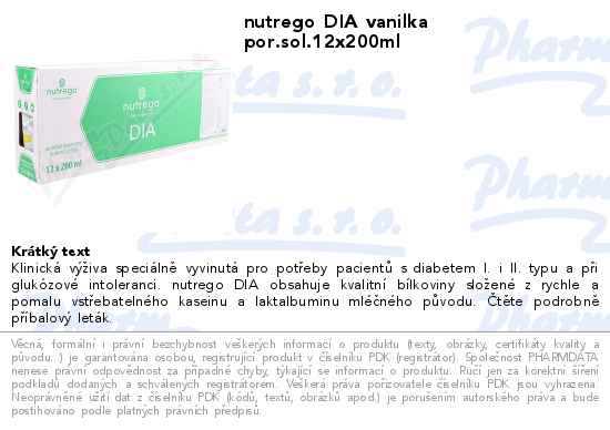 nutrego DIA vanilka por.sol.12x200ml