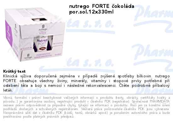 nutrego FORTE ÄŤokolĂˇda por.sol.12x330ml