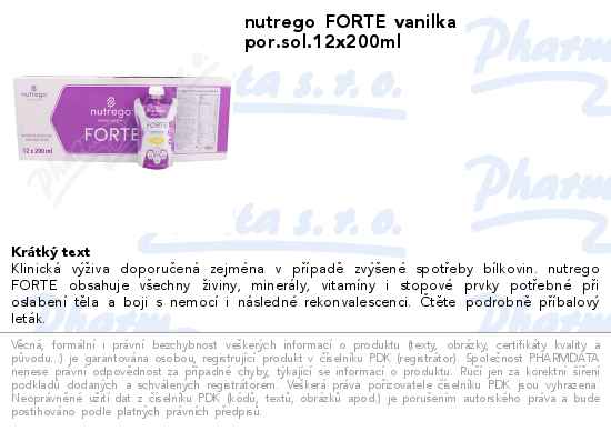 nutrego FORTE vanilka por.sol.12x200ml