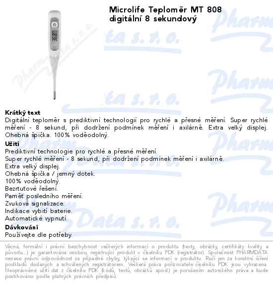 Microlife TeplomÄ›r MT 808 digitĂˇlnĂ­ 8 sekundovĂ˝