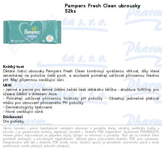 Pampers Fresh Clean ubrousky 52ks