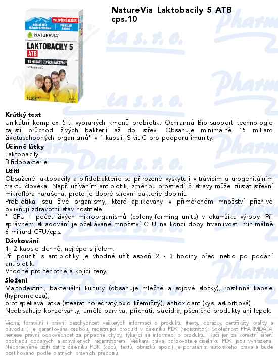 NatureVia Laktobacily 5 ATB cps.10