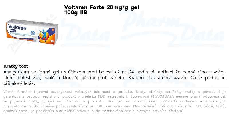 Voltaren Forte 20mg/g gel 100g IIB