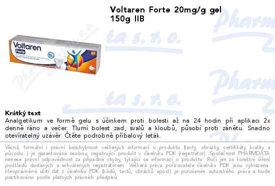 Voltaren Forte 20mg/g gel 150g IIB