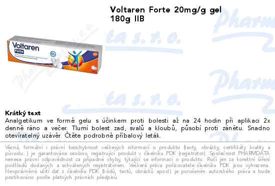 Voltaren Forte 20mg/g gel 180g IIB