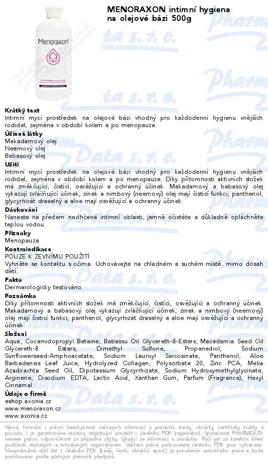 MENORAXON intimnĂ­ hygiena na olejovĂ© bĂˇzi 500g