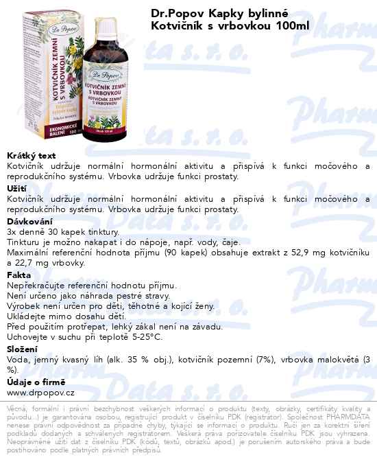 Dr.Popov Kapky bylinnĂ© KotviÄŤnĂ­k s vrbovkou 100ml