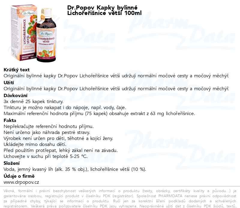 Dr.Popov Kapky bylinnĂ© LichoĹ™eĹ™iĹˇnice vÄ›tĹˇĂ­ 100ml