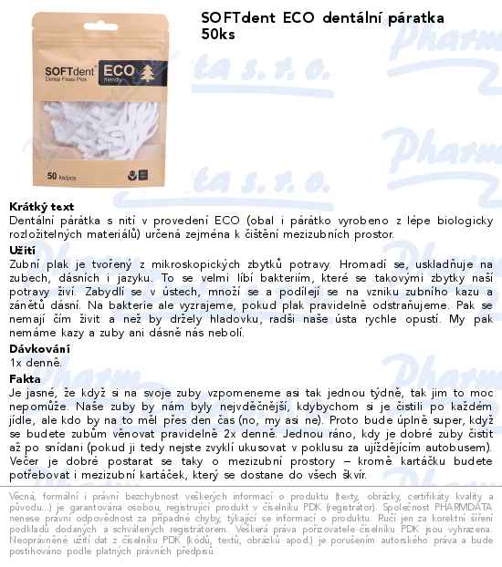 SOFTdent ECO DentĂˇlnĂ­ pĂˇratka 50ks