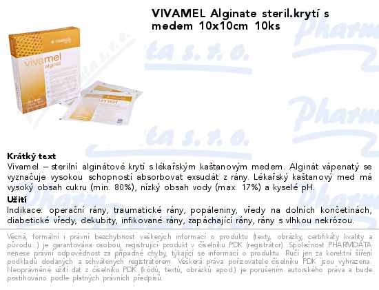 VIVAMEL Alginate steril.krytĂ­ s medem 10x10cm 10ks