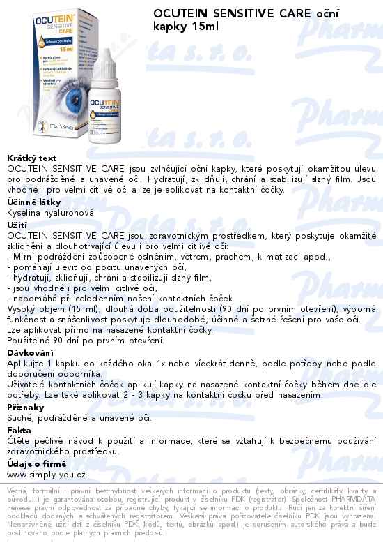 OCUTEIN SENSITIVE CARE oÄŤnĂ­ kapky 15ml